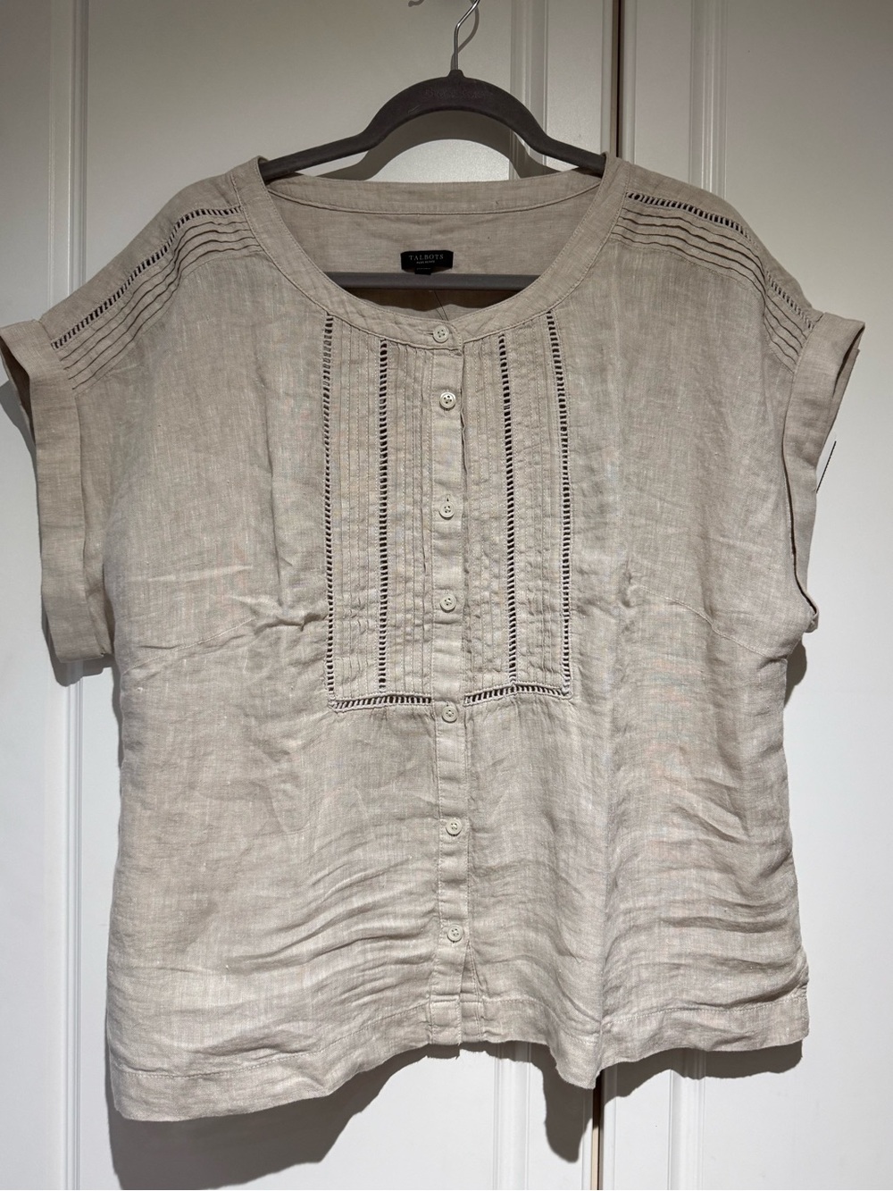 NWT Talbots Linen Pintuck Top, size 1X Petite